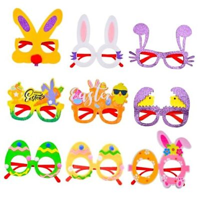 #ad 9 Pcs Easter Glasses Party Decor Glitter Bunny and Egg Sunglasses Frames $20.65