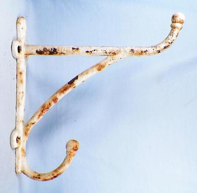 #ad Antique Harness Hook Horse Tack Bracket Iron #4 Cream Paint Worn $74.99