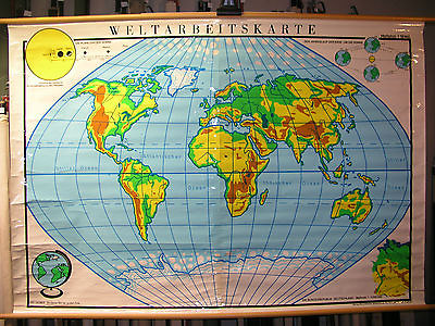 #ad School Wall Map Beautiful Old World Map Arteitskarte 192x134 Vintage 1960 $252.34