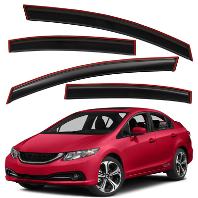 #ad Fits 2012 2015 Honda Civic Sedan In Channel Window Visors Deflectors Vent Shade $41.98