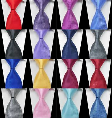 #ad New Solid Stripes of 18 color 100% Silk Men#x27;s Tie Fashion Necktie 3.15#x27;#x27; 8CM $9.69