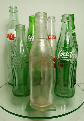 #ad Vintage Glass Soda Bottles Lot 7 Bottles Coke NEHI RC Cola Sprite $42.00