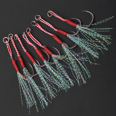 #ad 30 50pcs Fishing Assist Jigging Hook 10# 15# High Carbon Steel Hook with PE Line $8.99
