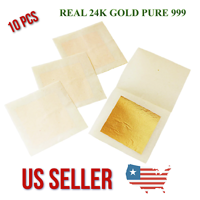 #ad PURE SOLID 24K GOLD Leaf 10 Sheets Edible Genuine Food Gilding 99.9 Pure leaves $99.99
