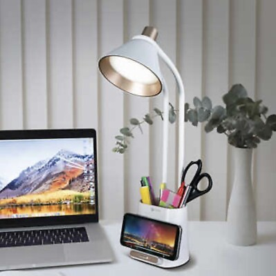 #ad OttLite Wellness Series LED Desk Light Organizer Lamp amp; Wireless Charging Stand $27.48
