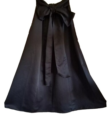 #ad Formal Black Satin Skirt Womens 10 Ramp;K Evenings Cocktail Wear High Waist Bow Tie $40.00