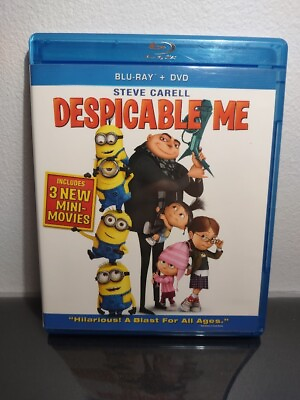 #ad Despicable Me Blu ray DVD Combo Pack 2010 Steve Carell Excellent $1.03