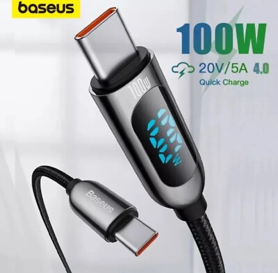 #ad Baseus USB C To Type C Cable 100W PD Fast Charging Charger Display For Samsung $10.49