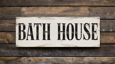 #ad Bath House Sign Bathroom Wall Decor Hot Bath Sign Custom Powder Room Sign 8x3quot; $12.50