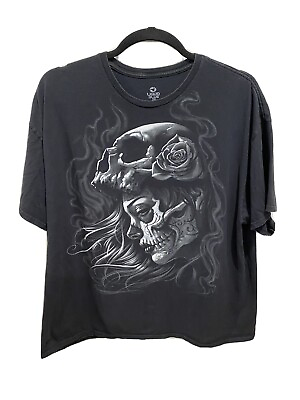 #ad Liquid Blue Dia Muertos Sugar Skull Tshirt 3XL Black 100% Cotton Shirt $15.99