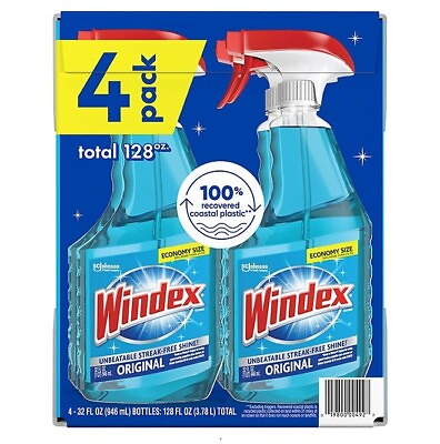 #ad Windex Original Glass Cleaner 4x32 oz bottles 128 oz Total $18.38