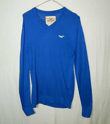 #ad Hollister Cotton Blend Pullover V Neck Sweater Blue Size Small S Mens Clothing $24.95