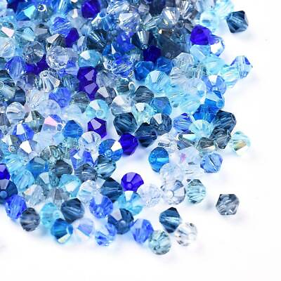 #ad 720x Blue Czech Glass Faceted Bicone Crystal Beads Spacer for Jewelry Making $16.09