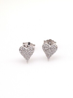 #ad Pave Cz Heart Stud Earrings 925 Sterling Silver Small Tiny Post 8mm 0.31#x27; $16.50