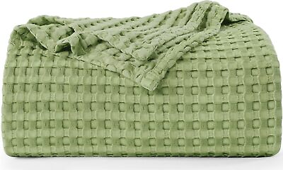 #ad Utopia Bedding Cotton Waffle Blanket 300 GSM Sage Green 90x84 Inches Soft Li $85.08
