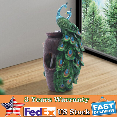 #ad Small Desktop Peacock Water Fountain Waterfall Ornament Humidifier Home Dcor $109.25