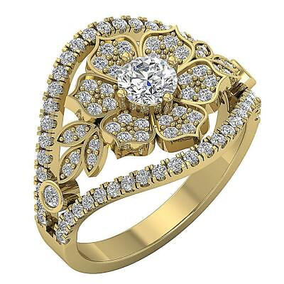 #ad Designer Solitaire Anniversary Ring I1 G 1.35 Ct Natural Diamond 14K Yellow Gold $1418.75