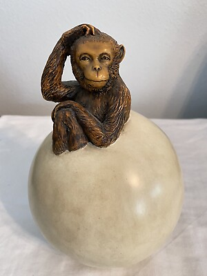 #ad Monkey on Egg 9” Sculpture $225.00