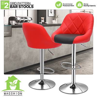 #ad Modern Mixed Color Red amp; Black Bar Stool Chair Adjustable Home Counter Set of 2 $101.99