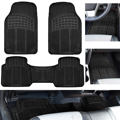 Car Floor Mats for Auto All Weather Rubber Liners Heavy Duty Fit Black 3pc Pack $23.99