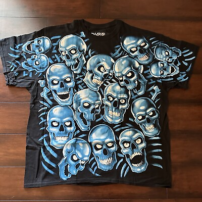 #ad Brand New Liquid Blue Skull Pile T Shirt Size XXL Classic Skeleton Bones Juicy J $42.99