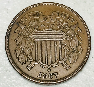 #ad 1867 Two Cent Piece 2C High Grade Choice Civil War Era US Copper Coin CC21917 $119.99