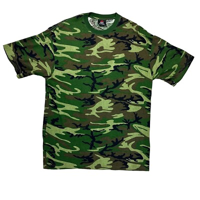 #ad Vintage 1990s Zeep Camo T Shirt Size XL Green USA $25.00
