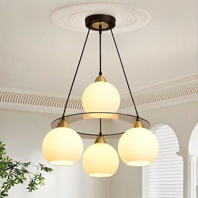#ad 4 Light Luxurious Chandelier Glass Ceiling Pendant Lamp Fixture Lighting $83.99