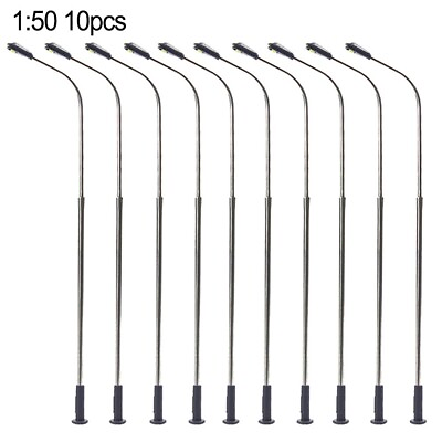 #ad 10pcs O Scale Model Trains Metal Light Poles Wired LED Lighted Street Lamps New $12.56