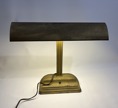 #ad VTG Industrial Streamline ART DECO Bankers Fluorescent Desk Lamp DARK ACADEMIA $49.99