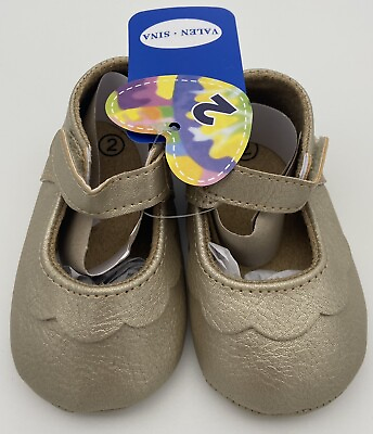 #ad Infant Toddler Baby Girls Soft Leather Shoes 6 12m Gold Size Infant 2 Non Slip $17.99