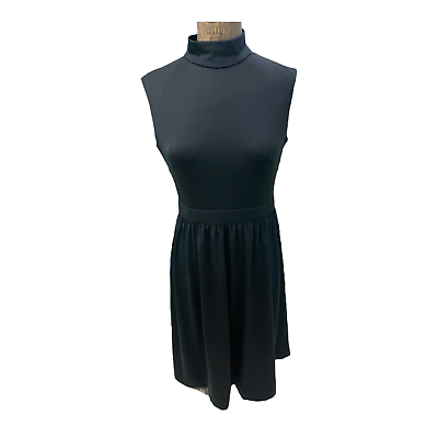 #ad Vintage 1960s Black Nylon Sleeveless Dress Saks Fifth Ave. Size 10. $38.99