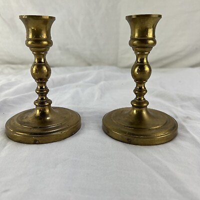 #ad VTG Baldwin Brass 4.75 Inch Candlestick Candleholders Forged In America USA $27.00