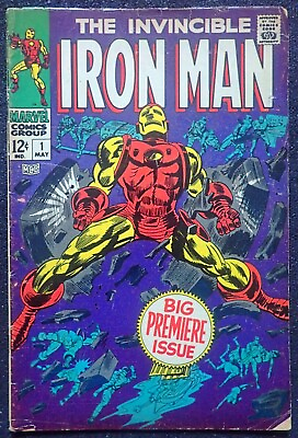 #ad Iron Man #1 💥 GD VG 3.0 3.5 COMPLETE amp; UNRESTORED 💥 1968 Invincible Avenger $449.00