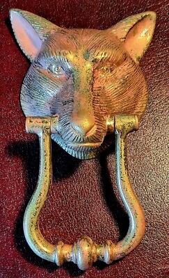 #ad Rare Original Antique Cold Painted Bronze Fox Head Door Knocker Fab Patina GBP 275.00