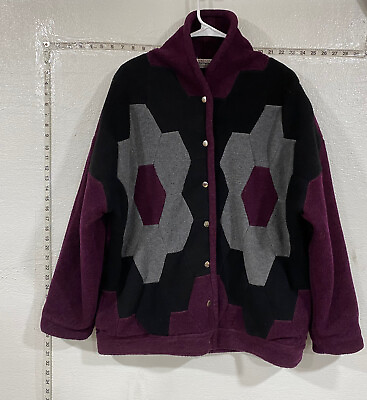#ad Ladies Winter Fall Fleece Soft Jacket Sweater Snap Button Up 28 Long 26 Across $35.40