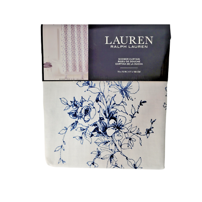 #ad #ad Lauren Ralph Lauren Ink Blue Floral Pattern Fabric Shower Curtain Tailored H... $54.99