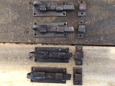 #ad Set of 4 Rustic Vintage Style Black Iron quot;Small Graspquot; Slides and Latchs $42.95