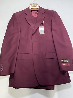 #ad Mens P and L Burgundy Two Piece Suit 36R 30W NEW $249.99