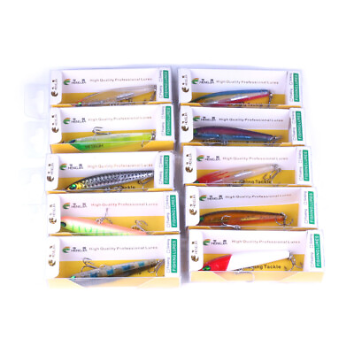#ad 10pcs set 7.5cm 9g Pencil Hard Bait Minnow Lure Bass Fishing Tackle Trout Perch $18.26