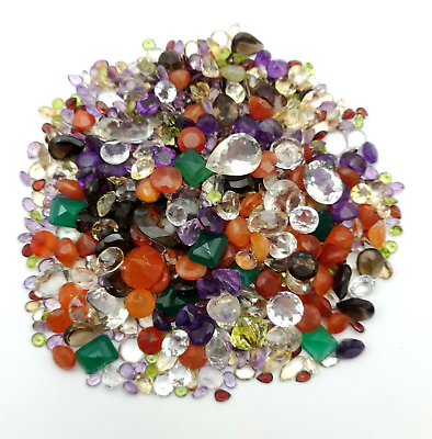 #ad 100 Carats Natural Mix Loose Faceted Semi Precious Gemstone Lot $17.81