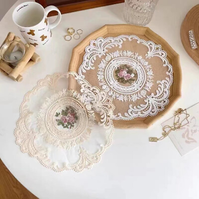 #ad 1Pc Dining Table Embroidery Placemat European Style Lace Fabric Plate Mat $2.23