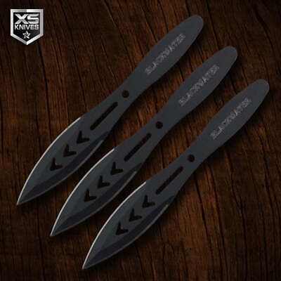 #ad 3pc Set Tactical BLACK Fixed Blade NINJA KUNAI Throwing Knives 5.5quot; Sheath $14.95