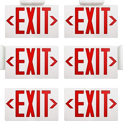 #ad LED Emergency Exit Sign Light Battery Backup UL 924 Certified 6 Pack Red $129.99