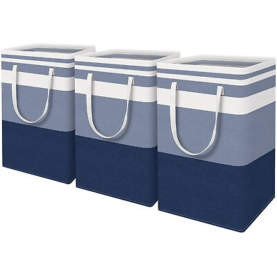 #ad 3 Pack Large Laundry Basket Collapsible Laundry Hamper Freestanding Waterpr... $47.52