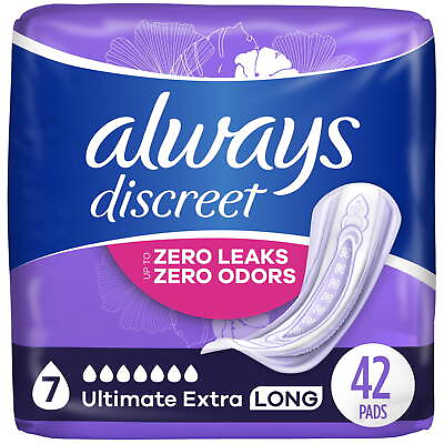 #ad Always Discreet Incontinence Pads Ultimate Extra Protect Absorbency 42 CT $21.12