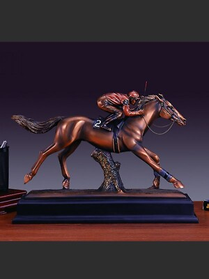 #ad the Derby Race Horse amp; The Jockey Sculpture Great Detail Brass Art Bronze $179.50
