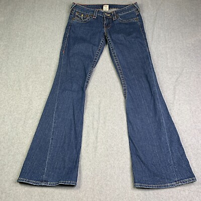 #ad True Religion Jeans Womens 28 World Tour Joey Blue Jeans Flap Buttton Pockets $28.89