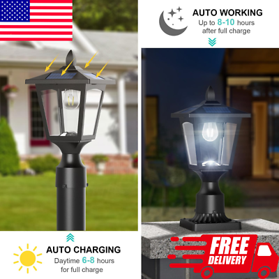 #ad #ad Solar Post Lamp Lights Light Outdoor Waterproof Garden Fence Cap Led Dusk Dawn $58.65