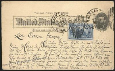 #ad USA 1893 Salt Lake City 1c Columbian Expo Postal Card Cover Switzerland 112097 $66.04
